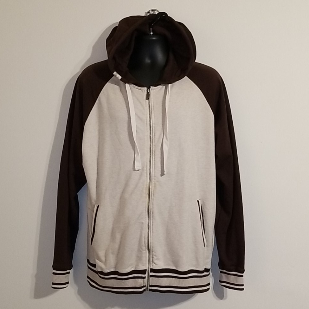 Decibel men's tan& brown hooded sweat jacket